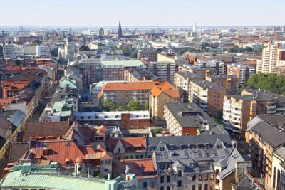 Panoramic aerial view of Malmo, Sweden