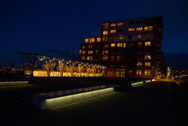Natt i västra hamnen i Malmö