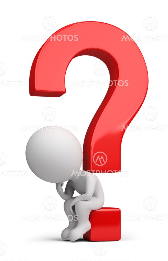3d small people - thinker sitting on the question