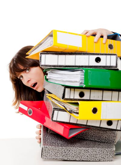 Stressed woman at the office