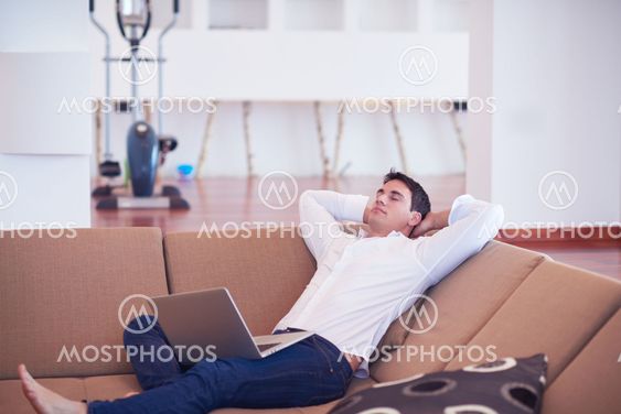 working on laptop computer from home