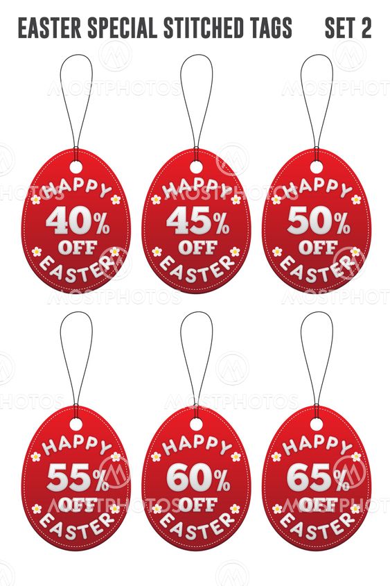 Easter discount tags in the form of egg. Set 2.