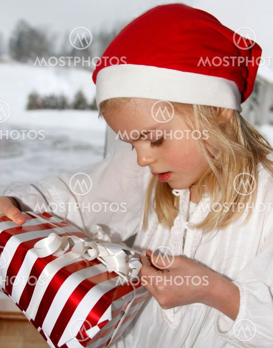 Girl reading on Christmas