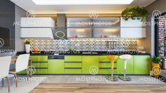 green color kitchen design decor idea