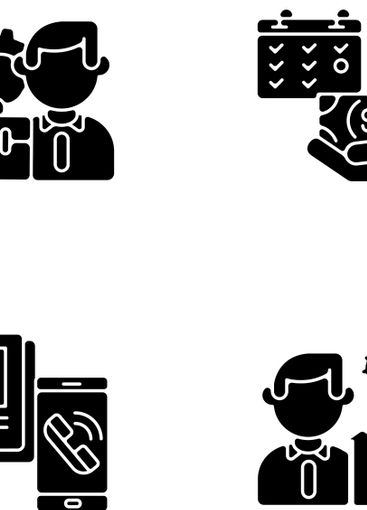 Professional occupation black glyph icons set on white...