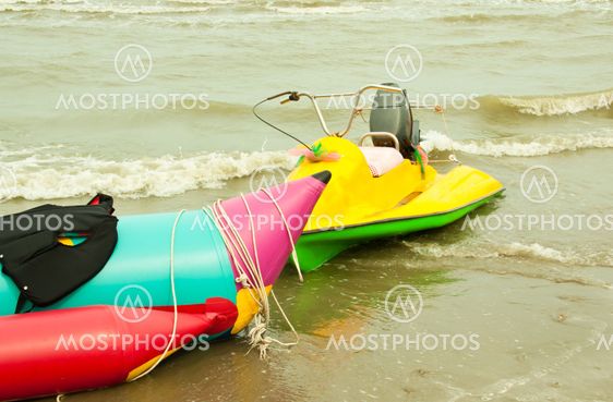 Banana boat on beach