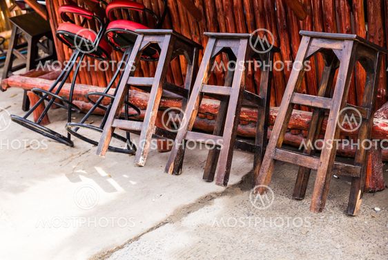 Cafe interior - bar chairs outdoors