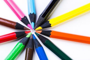 Colorful arrangement of pencils showcasing vibrant hues...