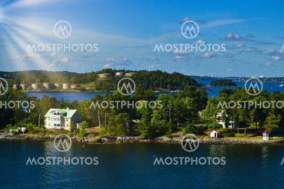 Swedish settlements on islets of Stockholm Archipelago in Baltic Sea, Sweden