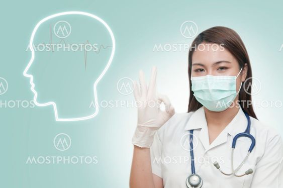 Young Asian doctor give you an ok gesture, closeup...