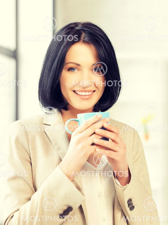 lovely businesswoman with mug