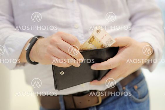 Purse with russian paper money (rubles)