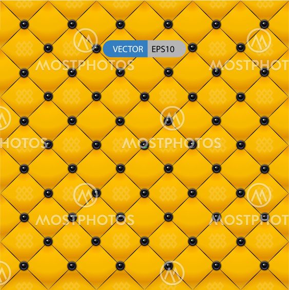 Yellow leather wall with black button on grid