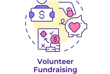 Volunteer fundraising multi color concept icon