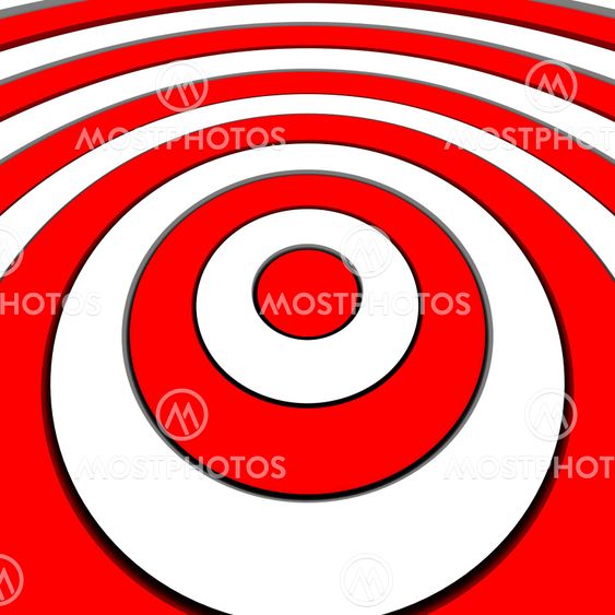 Red and white rings pattern abstract background 3d.