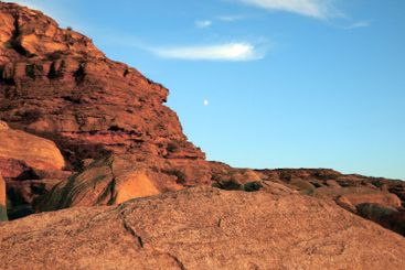 Coastal cliff at sunset.