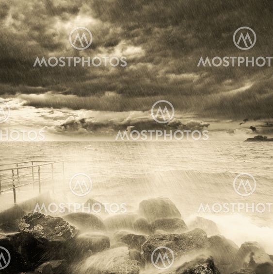 Storm above the ocean coast.