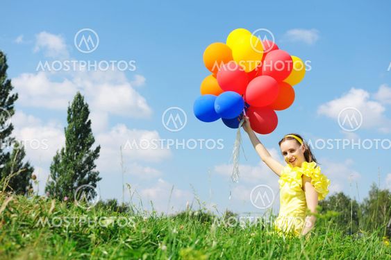 Girl with balloons