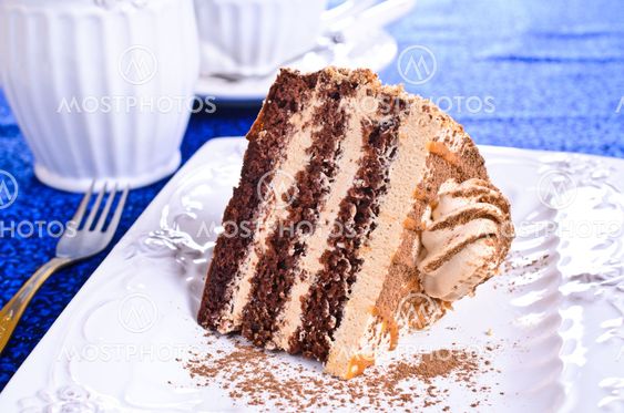 Brown cake with cream