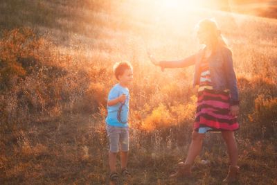 5 year old boy with his mother
