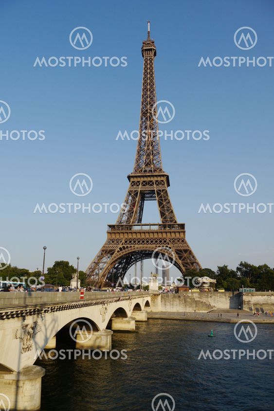 eiffel tower over the river seine