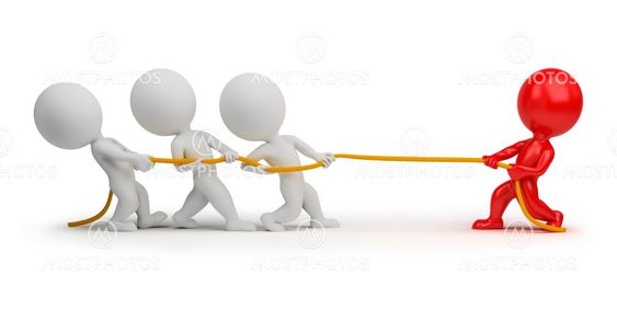 3d small people - rope pulling