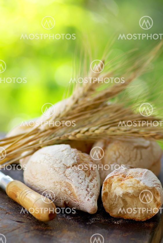 Portuguese bread and spikes of wheat.