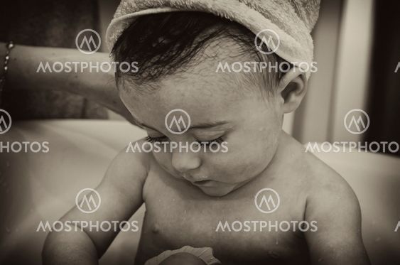 1 Year Old Baby Girl Making Bath