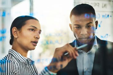 Office, meeting and glass wall for writing, discussion...