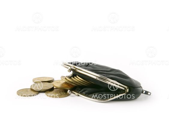 Coins falling from purse