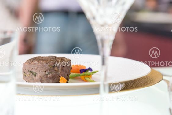 minimalistic dish steak with vegetables