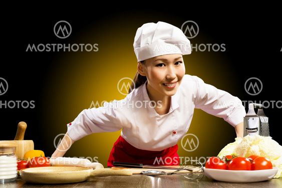Portrait Asian woman cooks