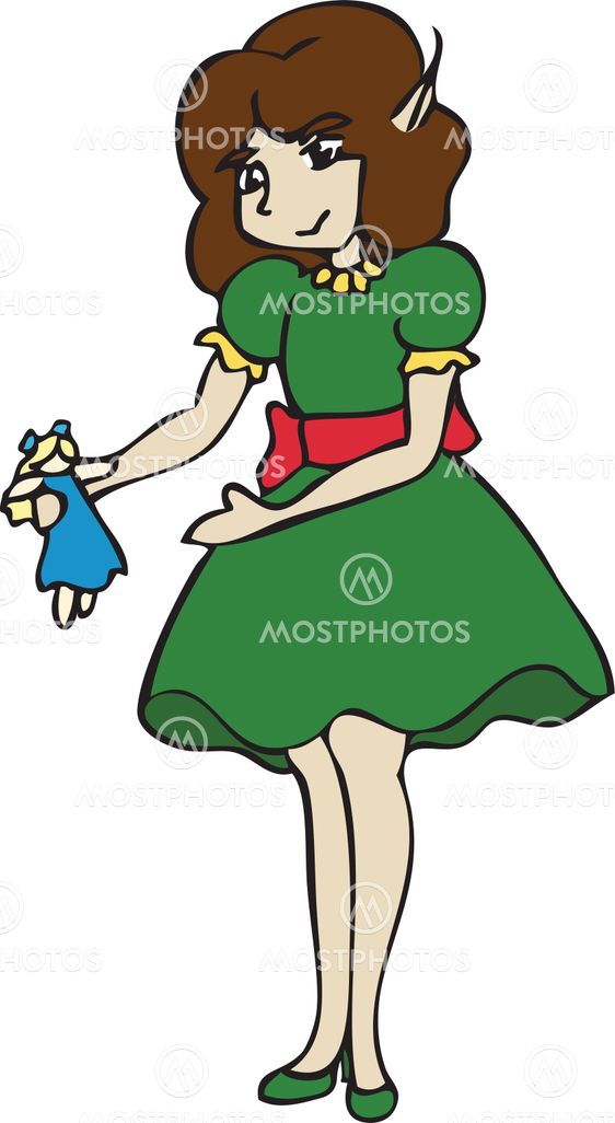 Christmas Elf Holding a Doll