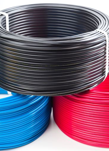 set colored electric cable on white background