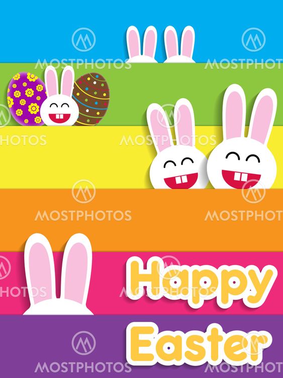 Funny Happy Easter card with bunnies.