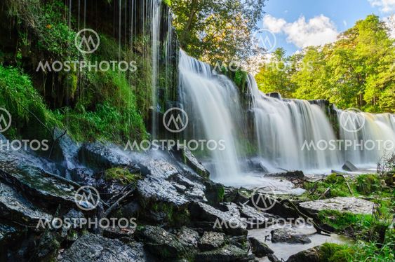 Water cascading down from Keila-Joa waterfall, Estonia