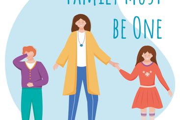 Family must be one flat poster vector template. Mother...