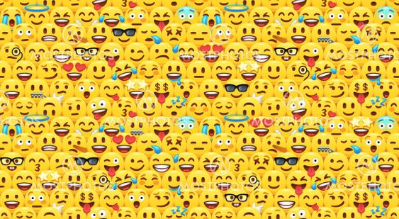 Funny yellow emoji faces pattern