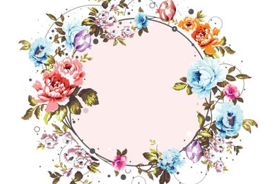 Circle background with shabby vintage flowers