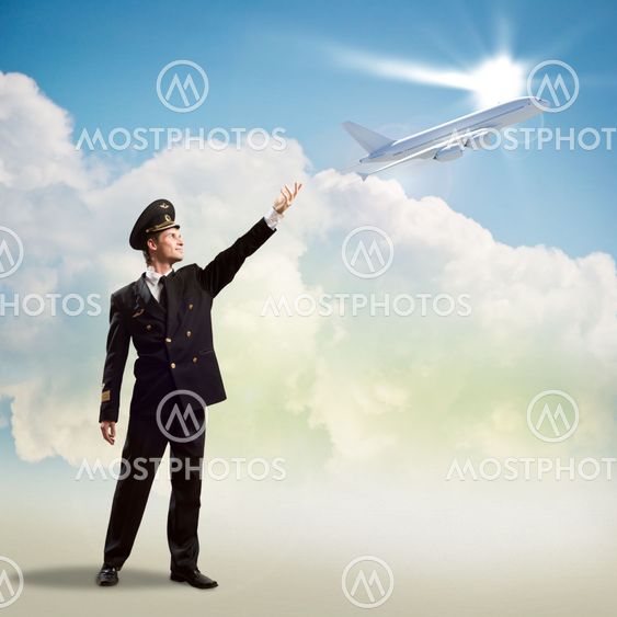 pilot in the form of extending a hand to airplane