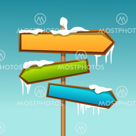 snowy direction board