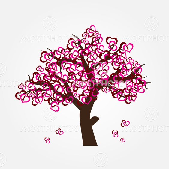 tree with hearths for valentine or wedding eps10