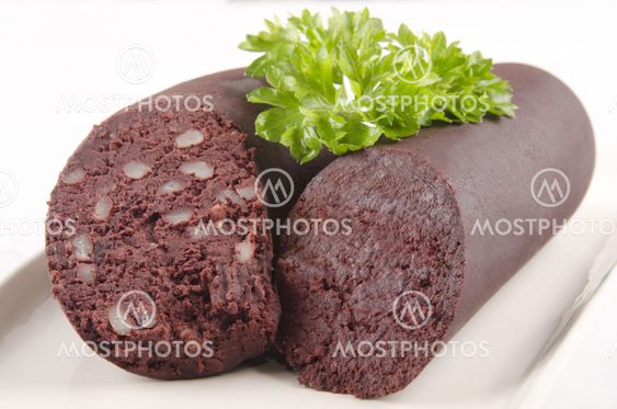 home made black pudding with parsley