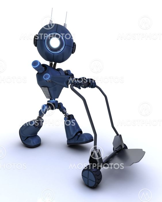 android with sack truck