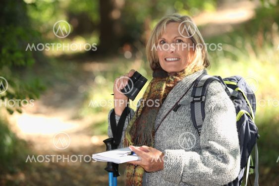Senior woman hiking