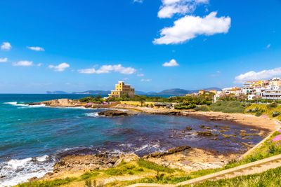 Mediterranean seacoast in Alghero city, Sardinia, Italy