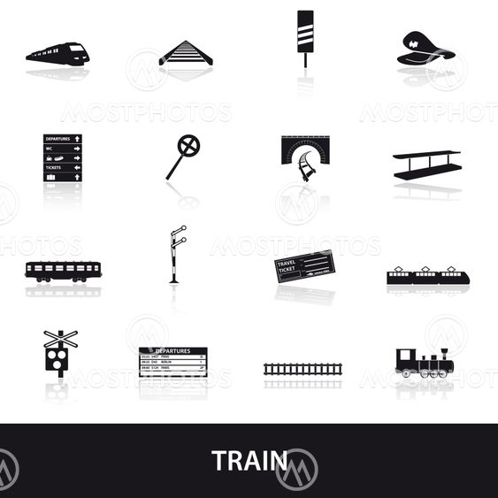 train and railway icons eps10