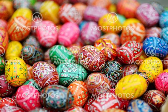 Colorful Easter eggs sold in annual traditional crafts...