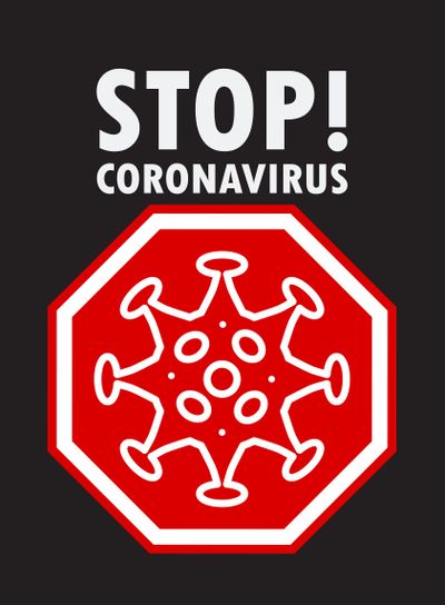 Quarantine Banner. Coronavirus outbreak, Stop! icon sign