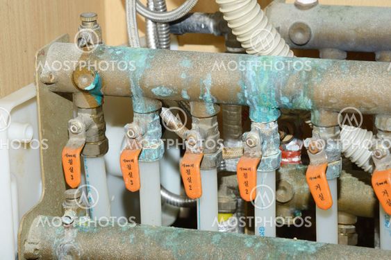 detail of heating water distributor of house